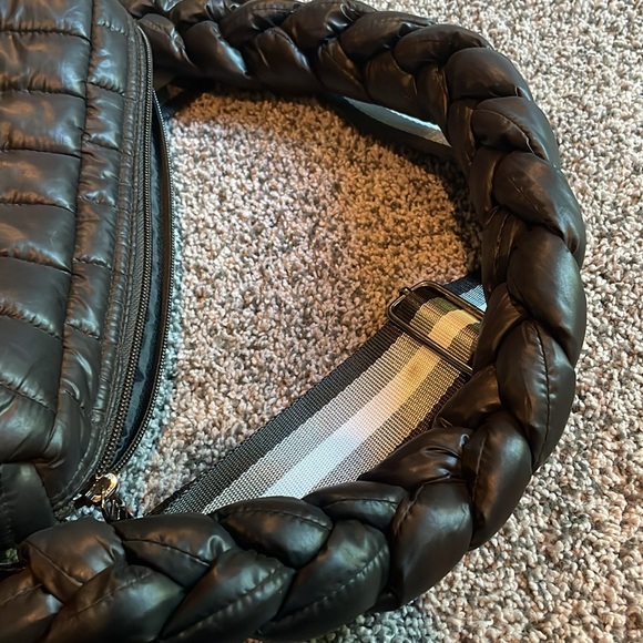 Think Royln | Kelsie Braided Quiled Nylon Hobo Bag. Black. - Picture 6 of 12